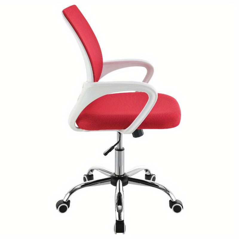 Anaheim Red Upholstered Adjustable Home Office Desk Chair Ergonomic Swivel Rolling Computer Task Chair with Lumbar Support for Back Pain Comfortable Seat Modern Executive Chair Wheels Mesh High Back