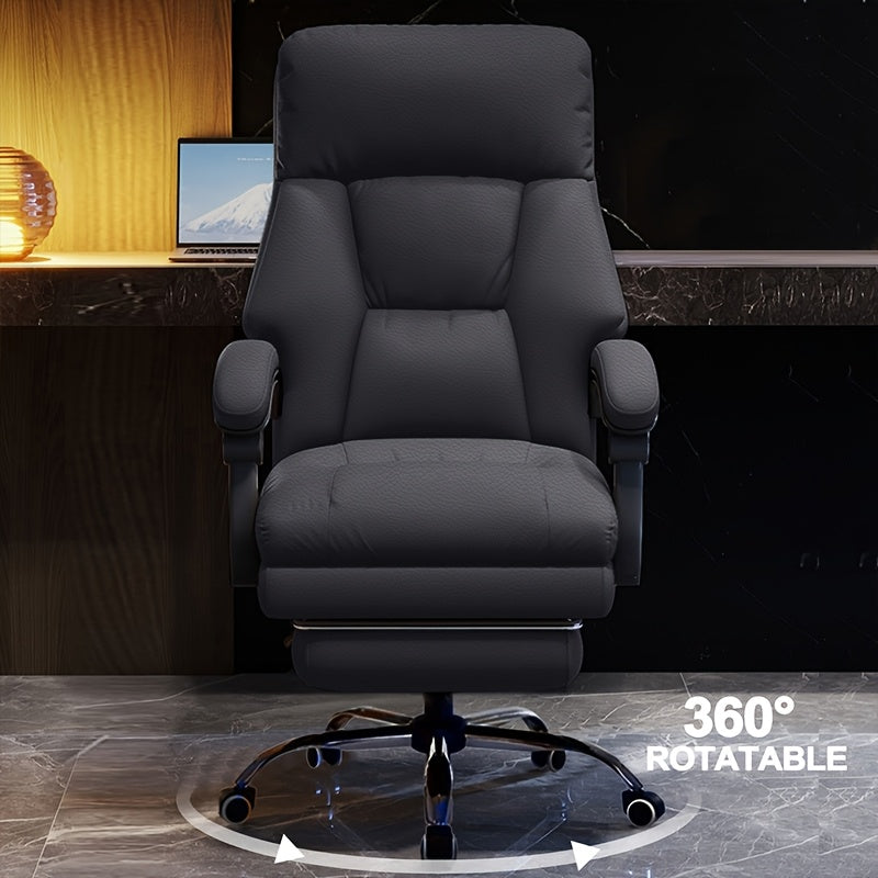 Comfortable Office Chair Ergonomic High Back Soft Polyurethane Leather Desk Chair Adult Waist Support Seat Large And High Executive Chair With Pedals