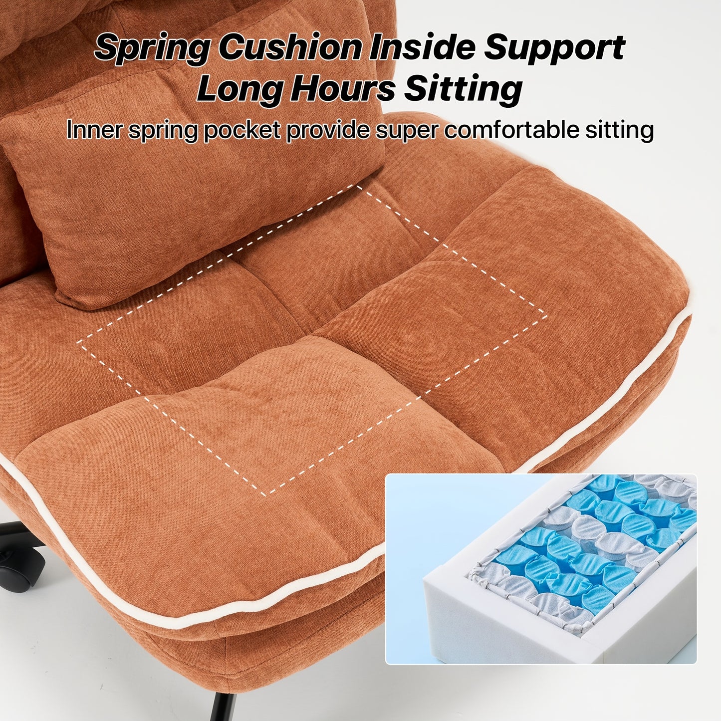 Armless Office Chair, Criss Cross Legged Desk Chair With Wheels, Modern Home Office Desk Chair With Thickened Cushion, Height Adjustable Swivel Fabric Computer Chair