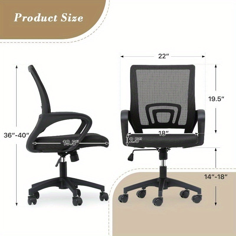 Ergonomic Office Chair with Lumbar Support - Heavy-Duty 300Lbs Capacity, Adjustable Height, Wide Seat Cushion - Swivel Wheels & Five-Star Base - for Home Office, Gaming, Professional Desk - Metal Frame Construction, Office Chair Cushion