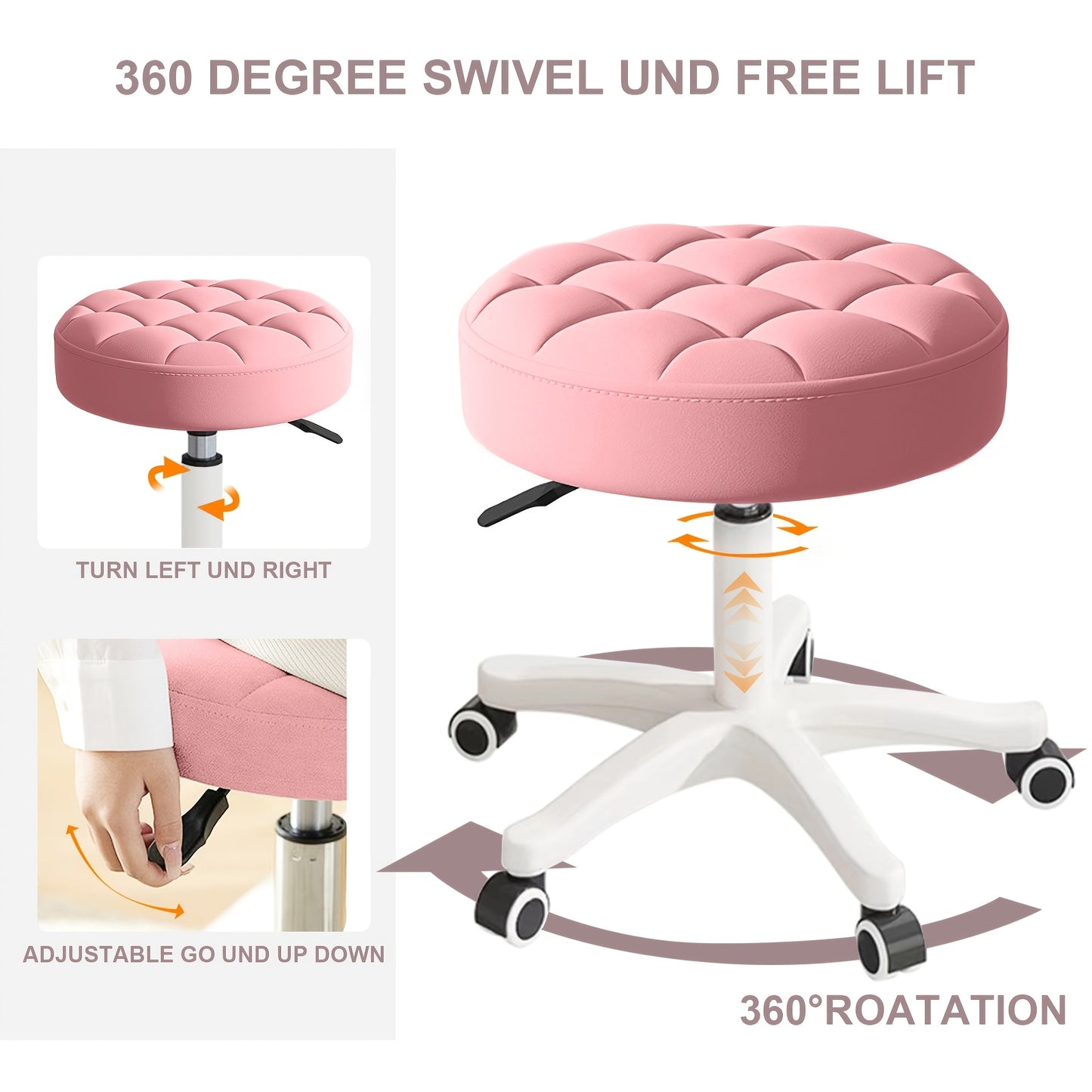 Desk Chair, Small Adjustable Swivel Computer Task Chair With Plastic Backrest, Armless Cute Rolling Office Chairs Study Chair
