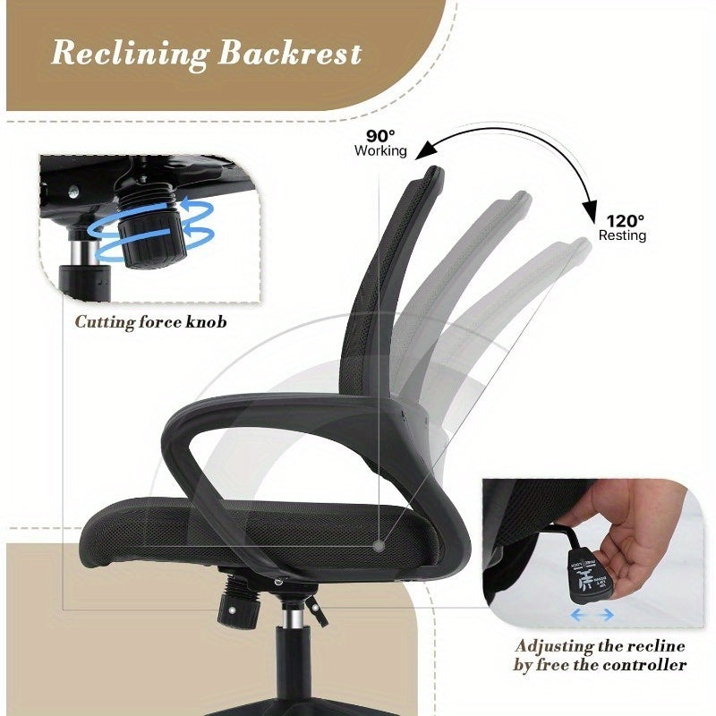 Ergonomic Office Chair with Lumbar Support - Heavy-Duty 300Lbs Capacity, Adjustable Height, Wide Seat Cushion - Swivel Wheels & Five-Star Base - for Home Office, Gaming, Professional Desk - Metal Frame Construction, Office Chair Cushion
