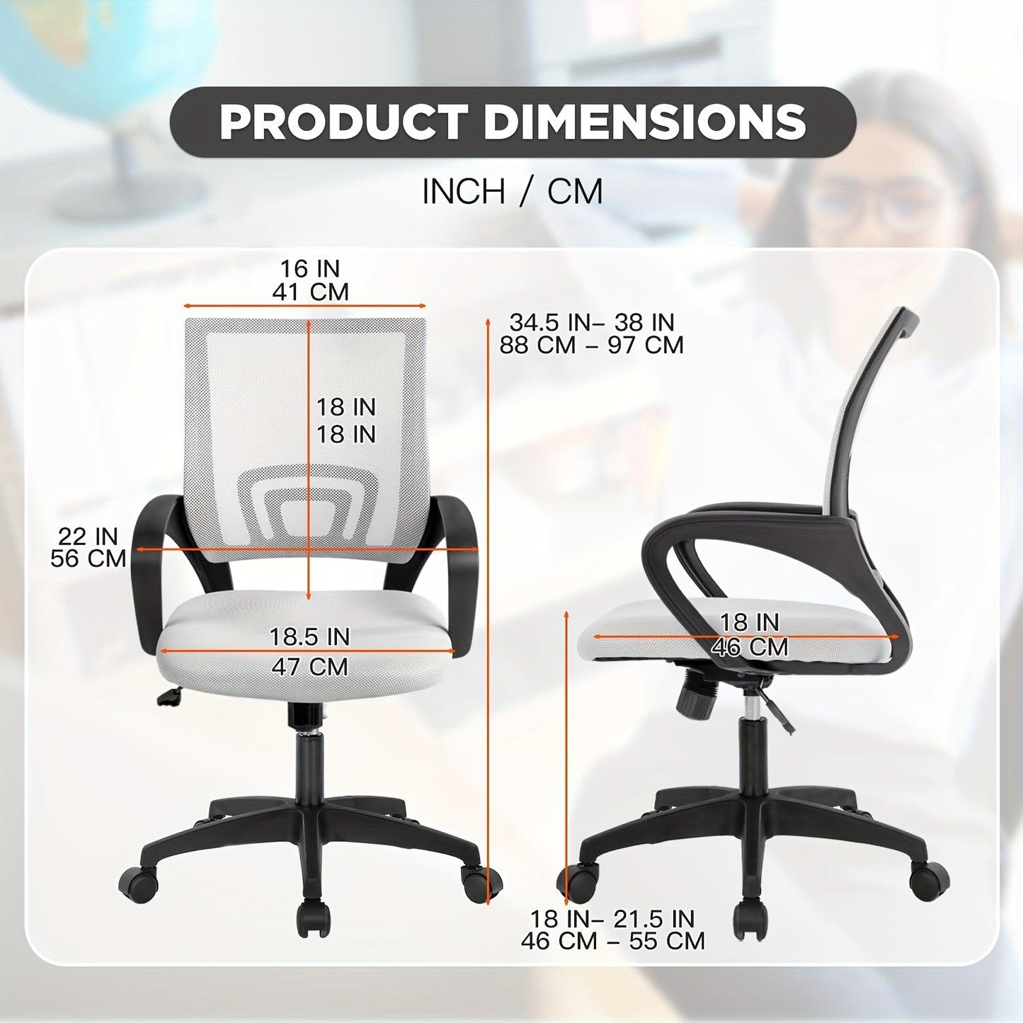 2 Pack, Office Chair Computer Desk Task Chair Mesh Computer Chair Back Support Modern Executive Adjustable Chair for Men Women