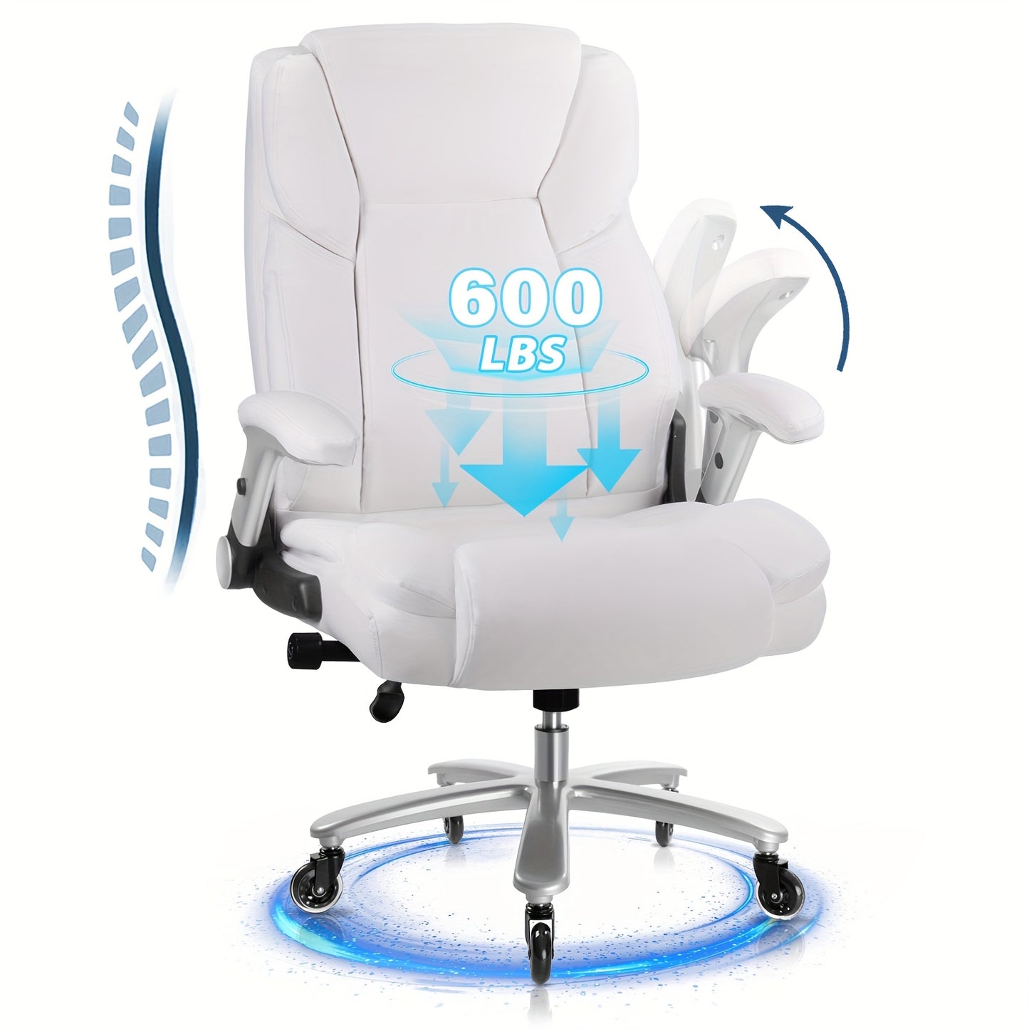Big And Tall Office Chair 600lbs, Heavy Duty Executive Office Chair for Heavy People, Brown High Back Faux Leather Ergonomic Office Chair with Adjustable Armrests And Lumbar Support for Computer Desk Chair