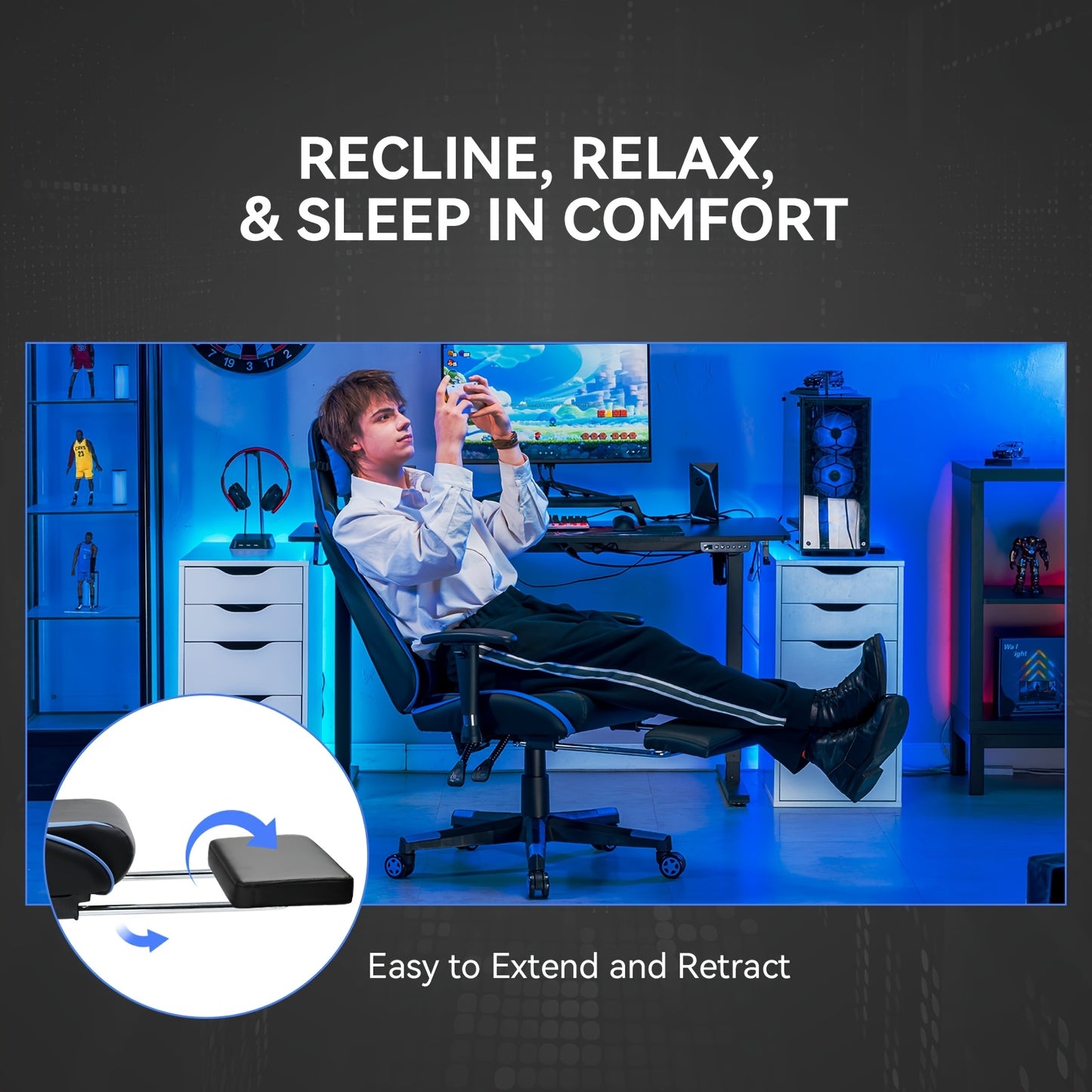 Ergonomic Gaming Chair For Gaming, Streaming, And Office Use - Reclining Esports Chair With Adjustable Height, Headrest & Lumbar Support, Heavy-Duty Design (350-400 Lbs Capacity)
