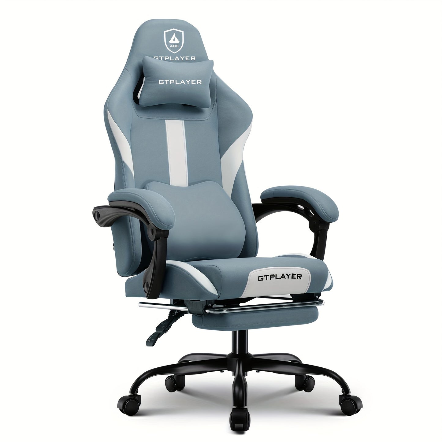 Ergonomic Gaming Chair with Lumbar Support, Breathable Fabric Computer Chair with Pocket Spring Cushion, Footrest for Adult Gamers, Metal Frame with Sponge Filling