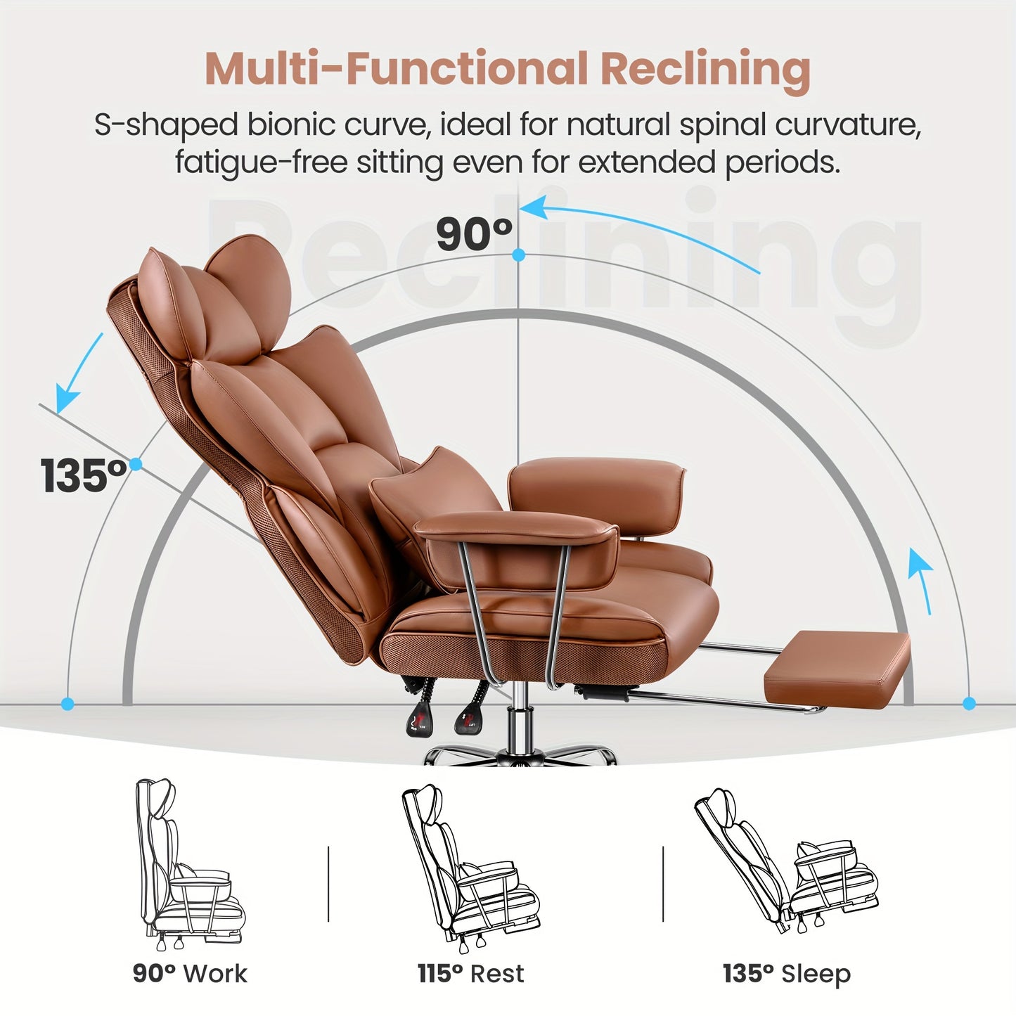 Actflame 500LBS Big And Tall Ergonomic Office Chair- Executive High-Back Leather Office Desk Chair for Plus-Size Users with Lumbar Support& Footrest- Perfect for Home Office | Back to School