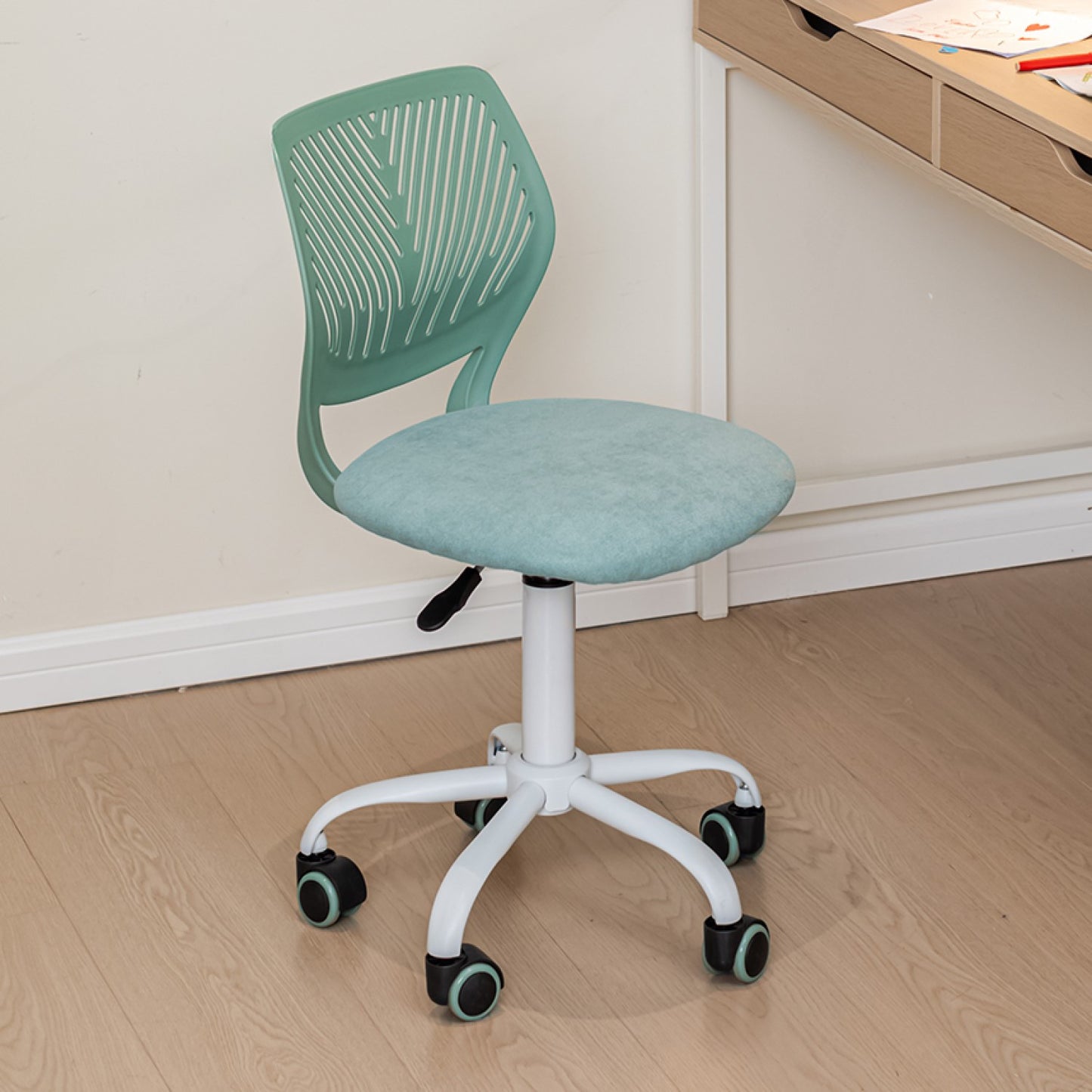 Homy Casa Compact Armless Office Chair, Adjustable Swivel Task Chair with Soft Cushion, Available in 7 Colors - Perfect for Home Office, Workspace, Bedroom, Study or Vanity