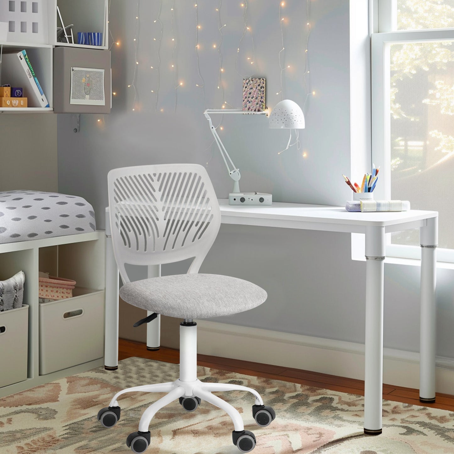 Homy Casa Compact Armless Office Chair, Adjustable Swivel Task Chair with Soft Cushion, Available in 7 Colors - Perfect for Home Office, Workspace, Bedroom, Study or Vanity