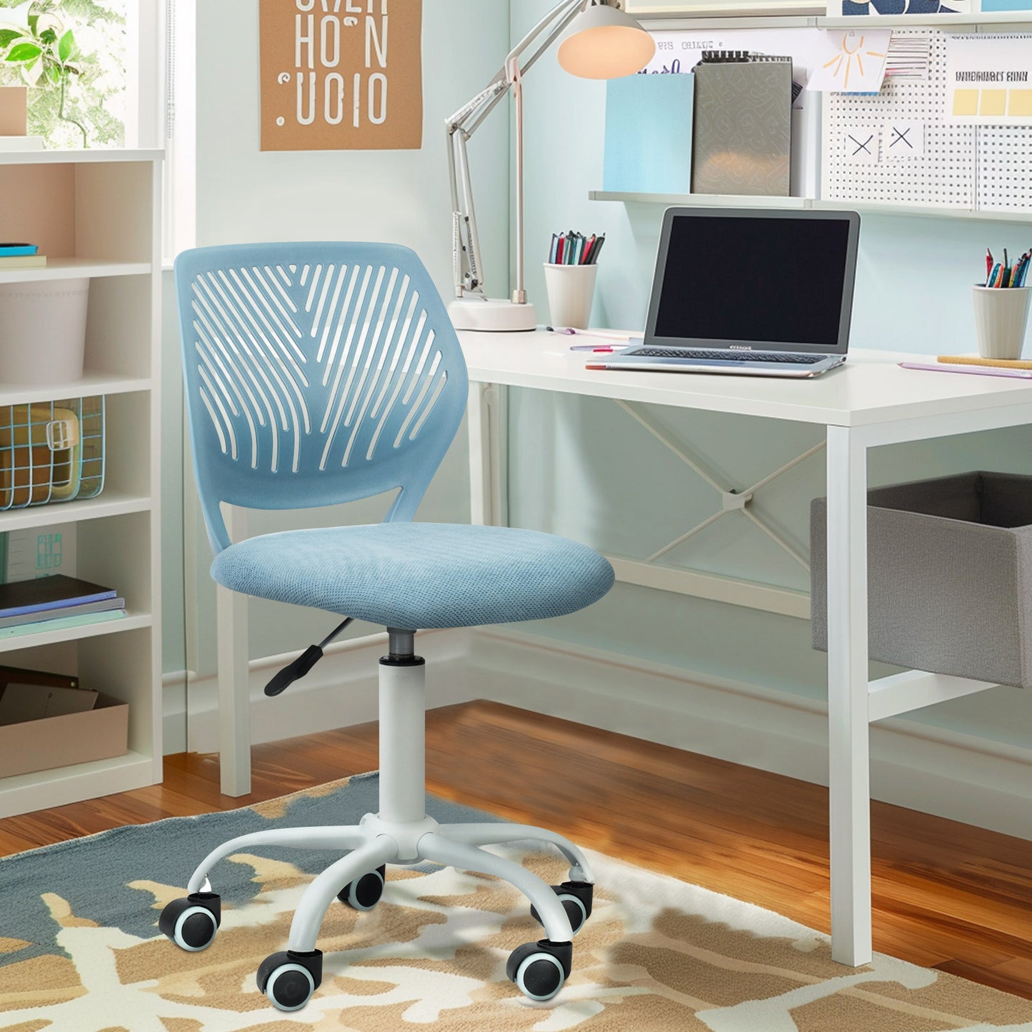 Homy Casa Compact Armless Office Chair, Adjustable Swivel Task Chair with Soft Cushion, Available in 7 Colors - Perfect for Home Office, Workspace, Bedroom, Study or Vanity