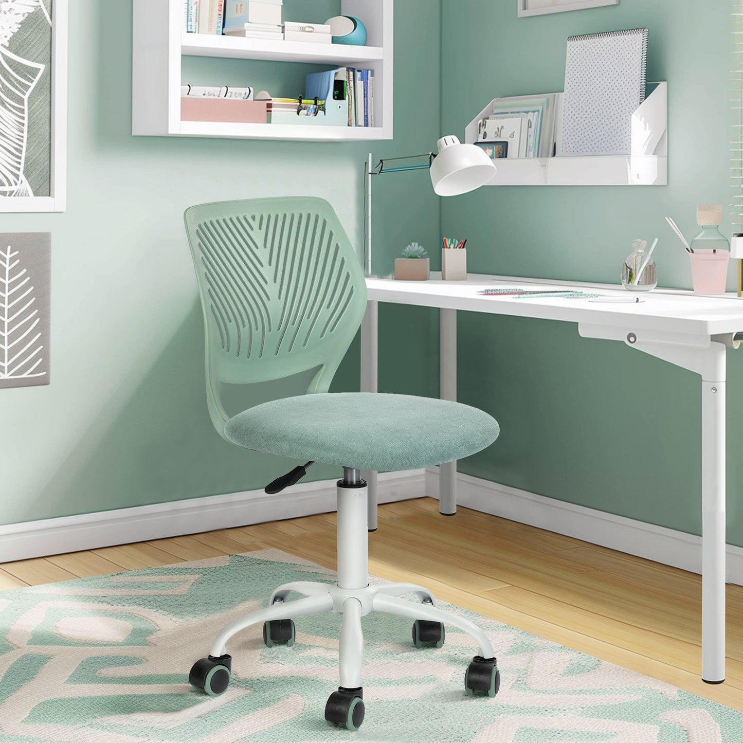 Homy Casa Compact Armless Office Chair, Adjustable Swivel Task Chair with Soft Cushion, Available in 7 Colors - Perfect for Home Office, Workspace, Bedroom, Study or Vanity