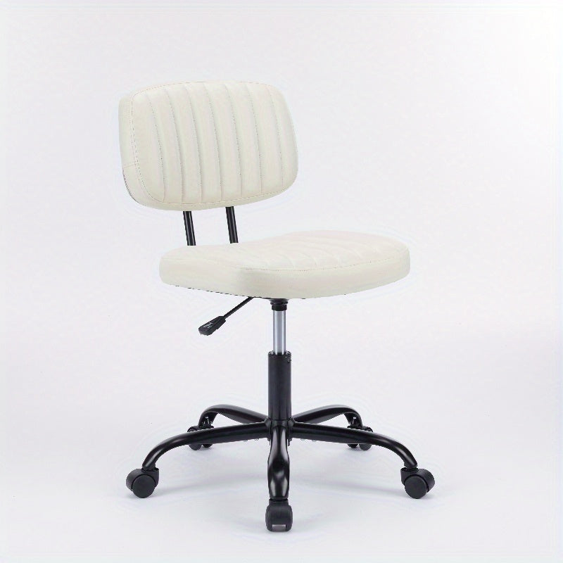 Portable Office Chair, Leather Texture, 5-wheel Swivel Base, Space-saving Design, Suitable For Use In Office, Living Room, School, Bedroom, Easy To Slide And Move