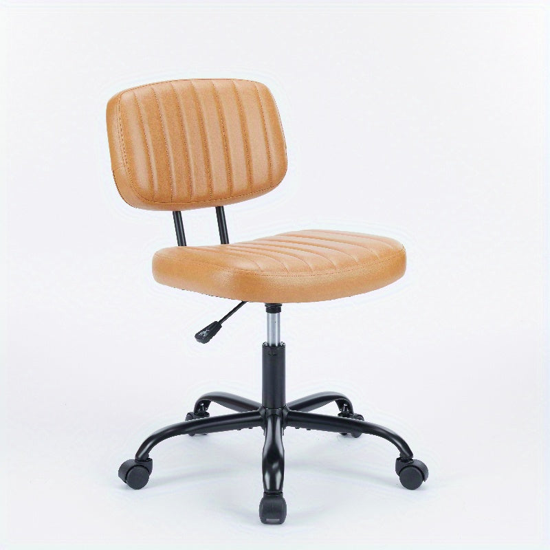Portable Office Chair, Leather Texture, 5-wheel Swivel Base, Space-saving Design, Suitable For Use In Office, Living Room, School, Bedroom, Easy To Slide And Move