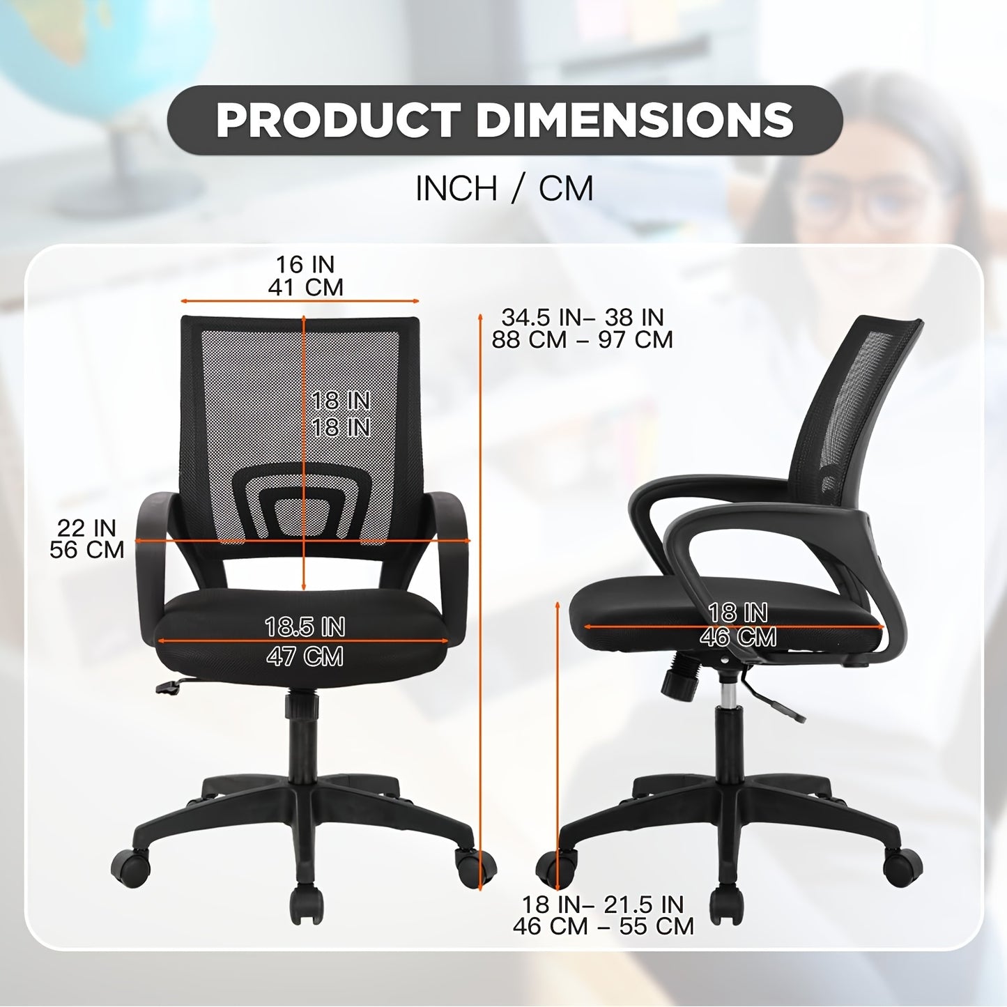 2 Pack, Office Chair Computer Desk Task Chair Mesh Computer Chair Back Support Modern Executive Adjustable Chair for Men Women