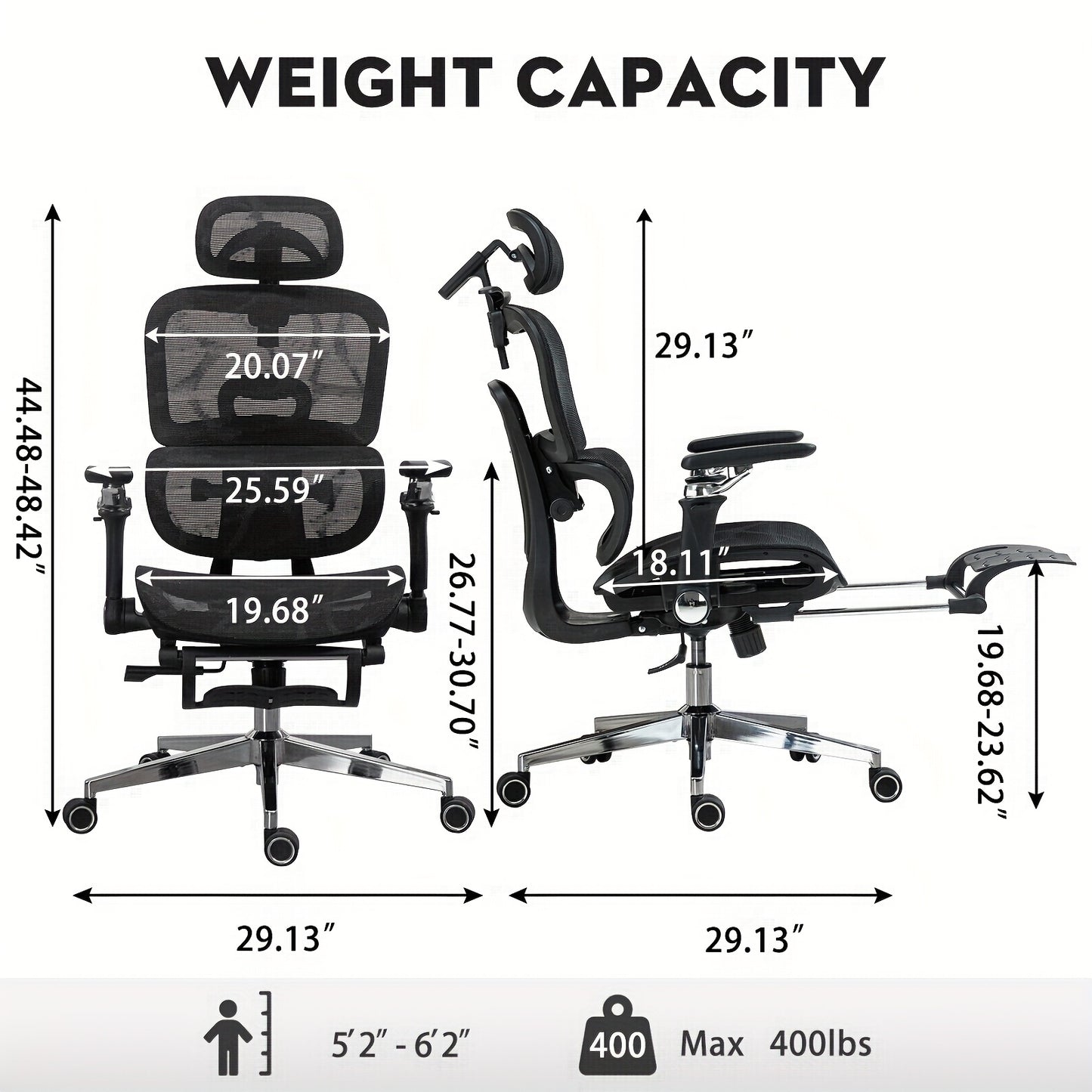 Mesh Ergonomic Office Chair With Footrest, High Back Computer Gaming Chair With Lumbar Support, Back Support, 6D Armrests For Big And Tall Napping Work Chair
