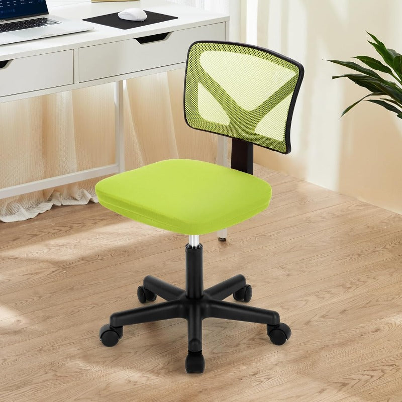 Office Computer Desk Chair Ergonomic LowBack Mesh Rolling Work Swivel Chairs with Wheels Armless Comfortable Seat Lumbar Support for Home Bedroom Study Student Adults Green