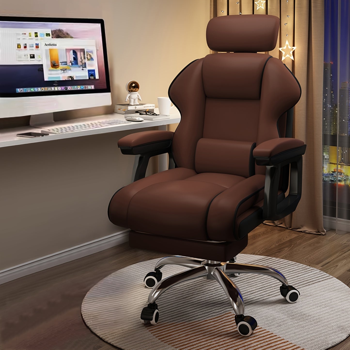 Ergonomic Adjustable Height Computer Chair, Metal Frame with Memory Foam Cushion, Open Back, Swivel, Armrests, and Wheels - Home Office Desk Chair, Home Office Chair | Contemporary Design | Metal Frame Chair, Office Chair Cushion