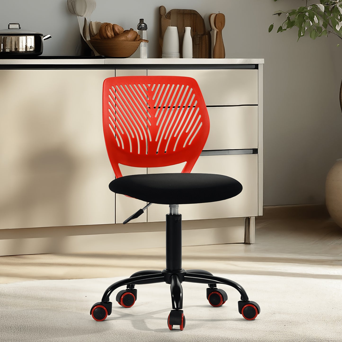 Homy Casa Compact Armless Office Chair, Adjustable Swivel Task Chair with Soft Cushion, Available in 7 Colors - Perfect for Home Office, Workspace, Bedroom, Study or Vanity