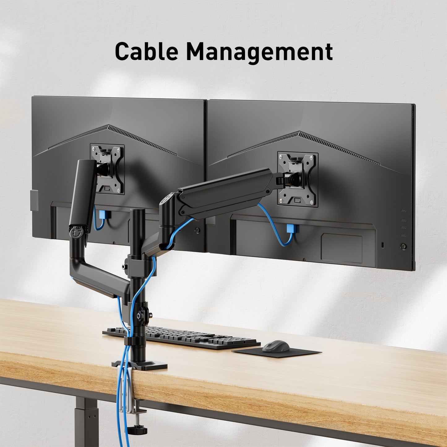 Ergonomic Office Chair, High Back Mesh Wide Seat, Gas Spring Double Monitor Stand, 3 Height Levels Under Desk Footrest, Perfect Match For Office With Multiple Choices.