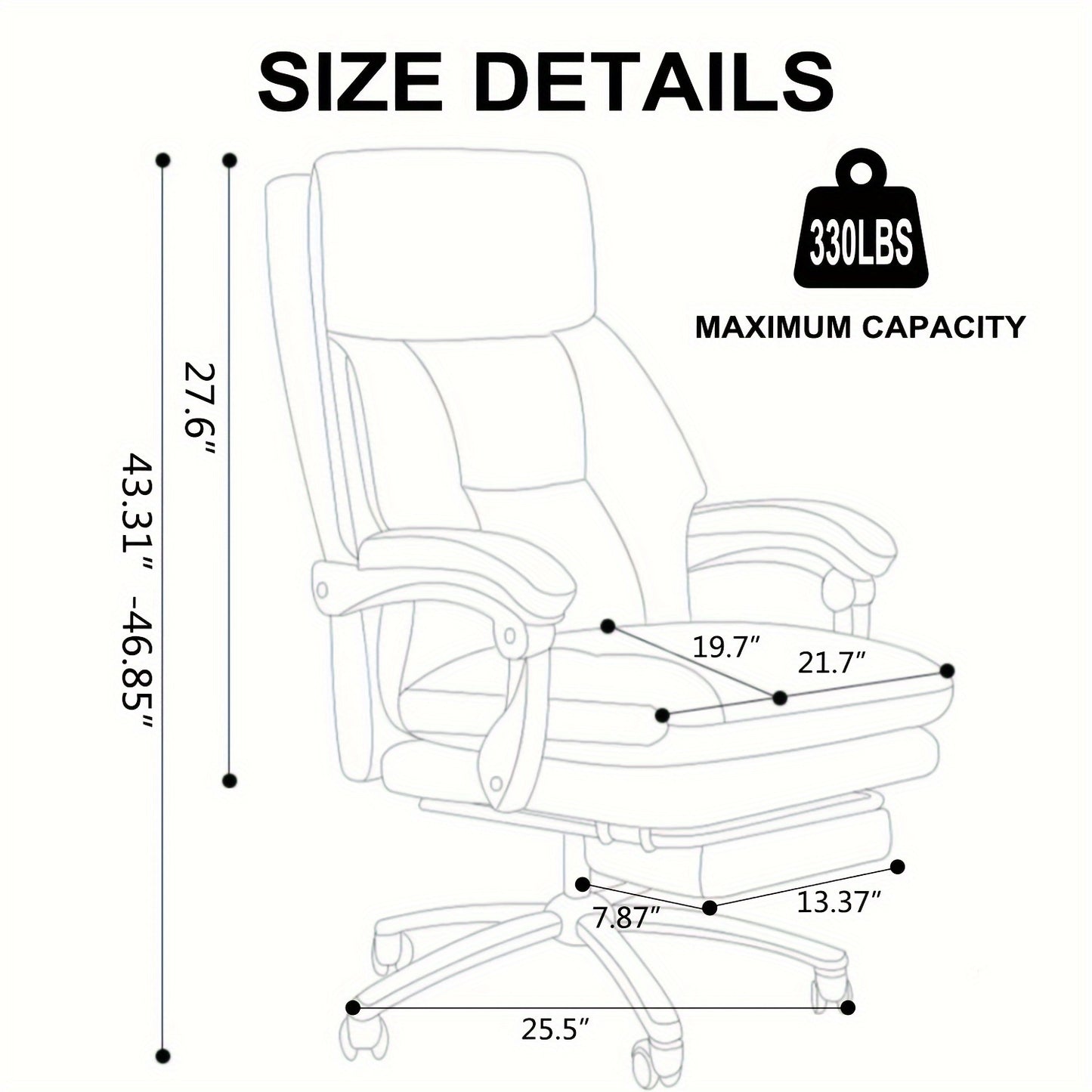 Comfortable Office Chair Ergonomic High Back Soft Polyurethane Leather Desk Chair Adult Waist Support Seat Large And High Executive Chair With Pedals