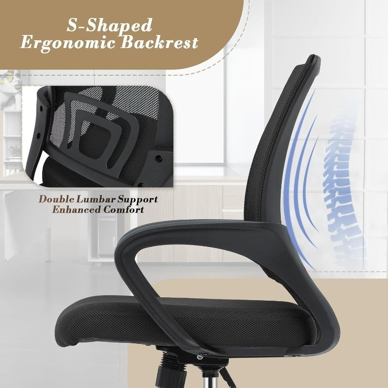 Ergonomic Office Chair with Lumbar Support - Heavy-Duty 300Lbs Capacity, Adjustable Height, Wide Seat Cushion - Swivel Wheels & Five-Star Base - for Home Office, Gaming, Professional Desk - Metal Frame Construction, Office Chair Cushion