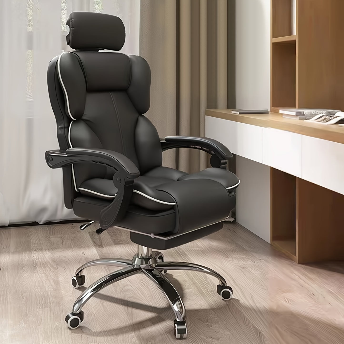 Ergonomic Big & Tall Office Chair - High Back Gaming Chair with Adjustable Height, Swivel Base, Lumbar Support & Foot Rest - White with Pink Accents, Metal Frame, Memory Foam Cushion for Comfort, Desk Chair