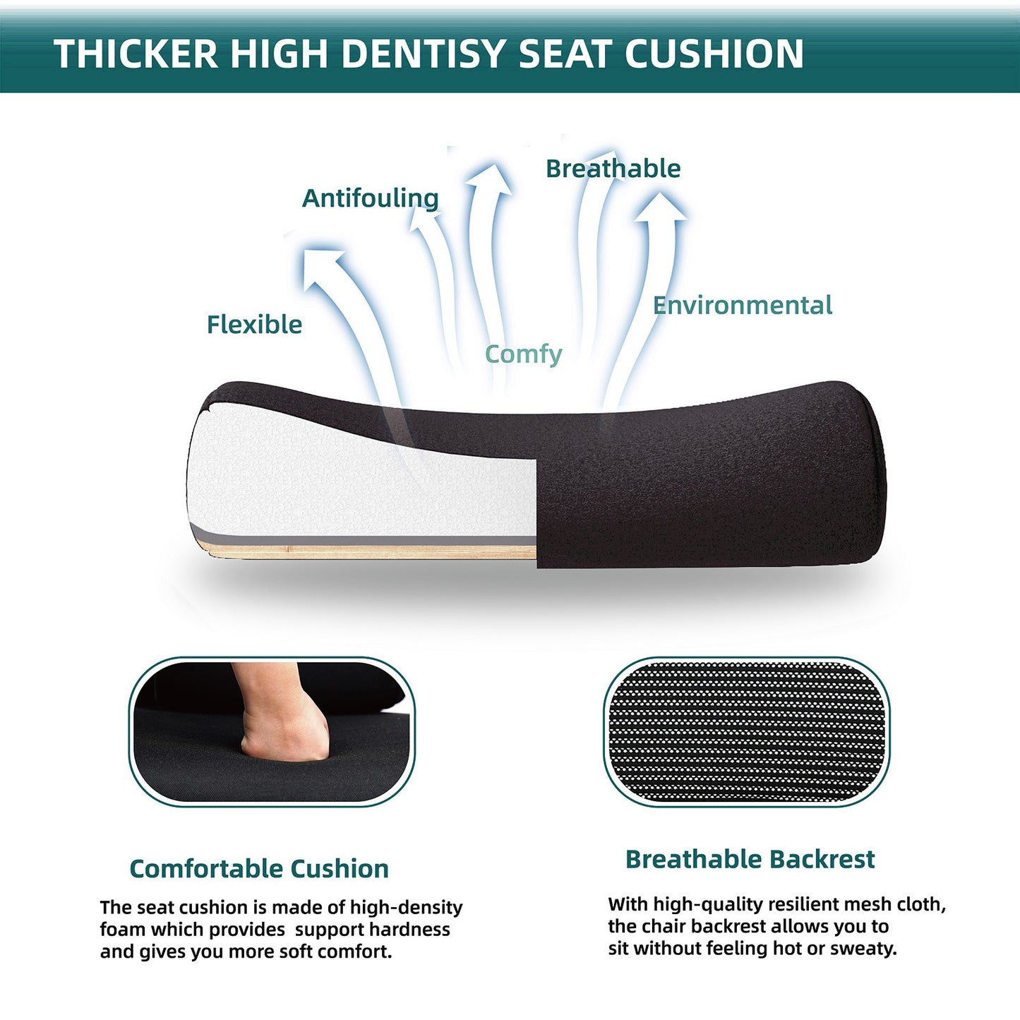 Home Office Desk Chair with Footrest and Headrest, High-Back Mesh Rolling Swivel Reclining Chairs with Wheels, Comfortable Headrest, Lumbar Support, Comfy Arms for Home, Office, Gaming, Student