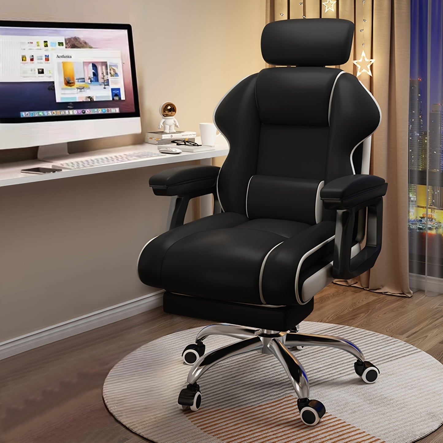 Ergonomic Adjustable Height Computer Chair, Metal Frame with Memory Foam Cushion, Open Back, Swivel, Armrests, and Wheels - Home Office Desk Chair, Home Office Chair | Contemporary Design | Metal Frame Chair, Office Chair Cushion
