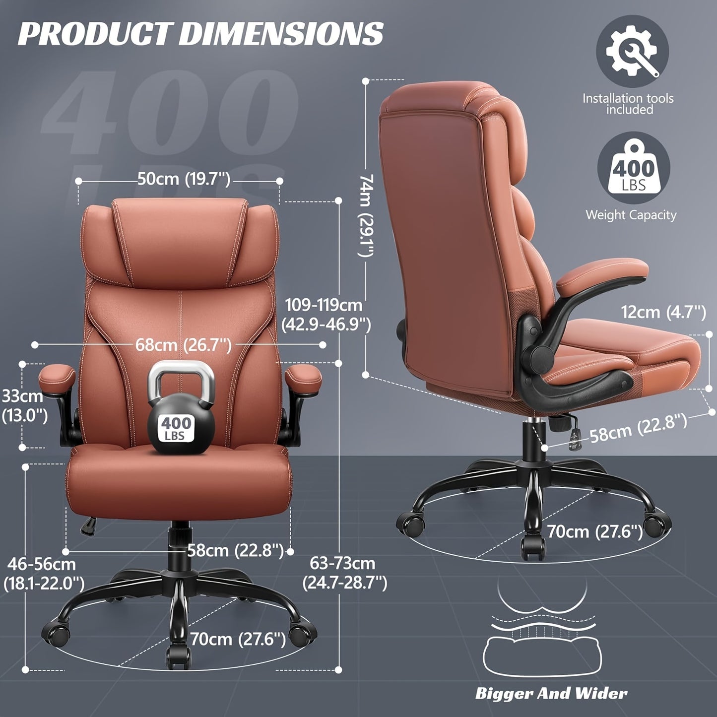 Office Chair, Ergonomic Executive Desk Chair, Comfortable PU Leather Chair For Home Office, High Back Swivel Computer Chair With Rocking Feature Back-to-school Season Gift, School Supplies