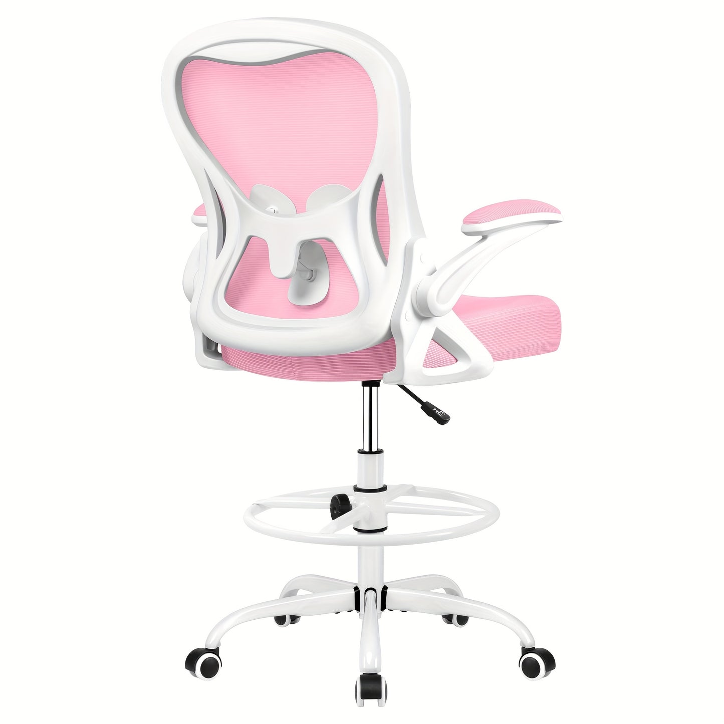Actflame Drafting Chair Tall Office Chair With Flip-up Armrests Executive Ergonomic Computer Standing Desk Chair With Adjustable Lumbar Support And Adjustable Footrest Ring