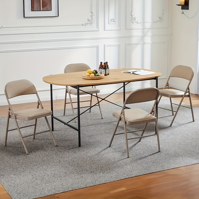 OLIXIS brand 2 sets of folding chairs, leather upholstered chairs, sturdy metal, easy to use and store, suitable for outdoor and indoor use, suitable for home, office and parties