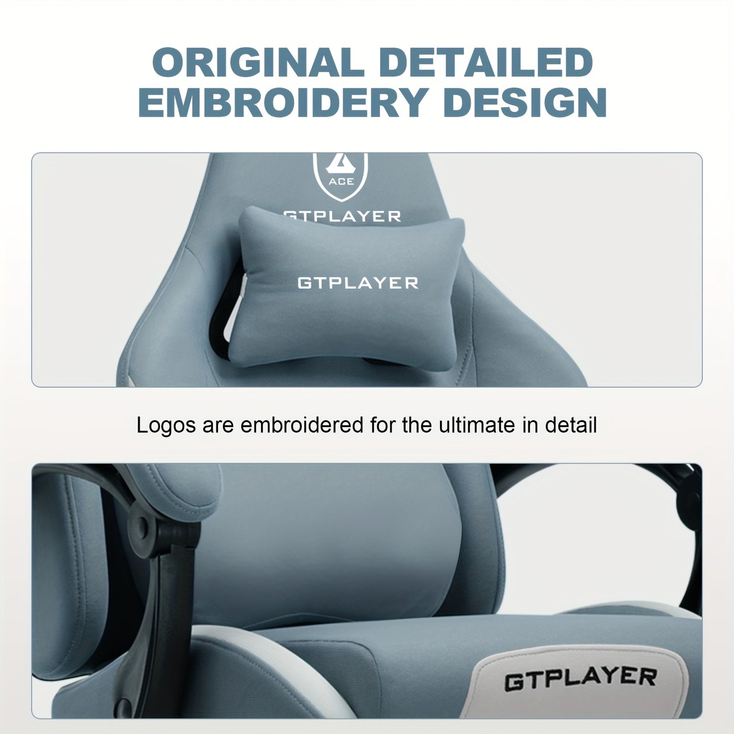 Ergonomic Gaming Chair with Lumbar Support, Breathable Fabric Computer Chair with Pocket Spring Cushion, Footrest for Adult Gamers, Metal Frame with Sponge Filling