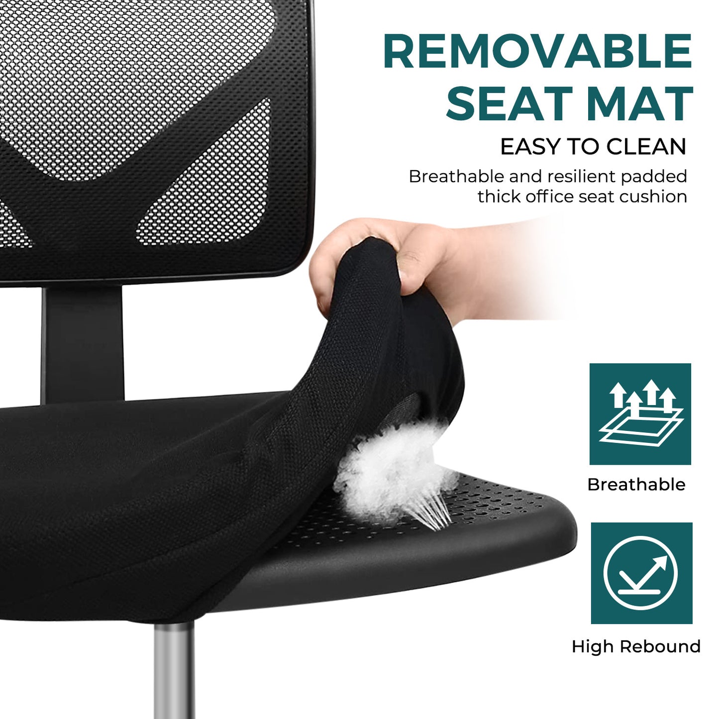 IDLE WAY Small Office Desk Chair with Wheels, Modern Rolling Armless Office Chair with Height Adjustable Comfortable Support, Cute Vanity Chair for Home Bedroom Office Study Make-up, Dressing Room
