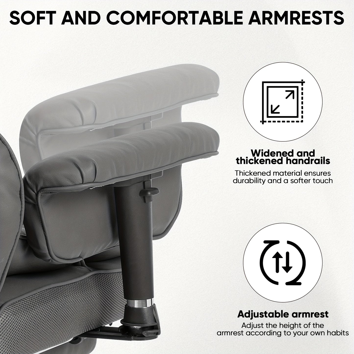 Ergonomic Big and Tall Office Chair, Reclining Gaming Chair with Thick Faux Leather Upholstery and Lumbar Support, Stainless Steel Frame, Rotating Mechanism for Hard Floors - Ideal for Home Office, Computer Desk Chair, Comfy