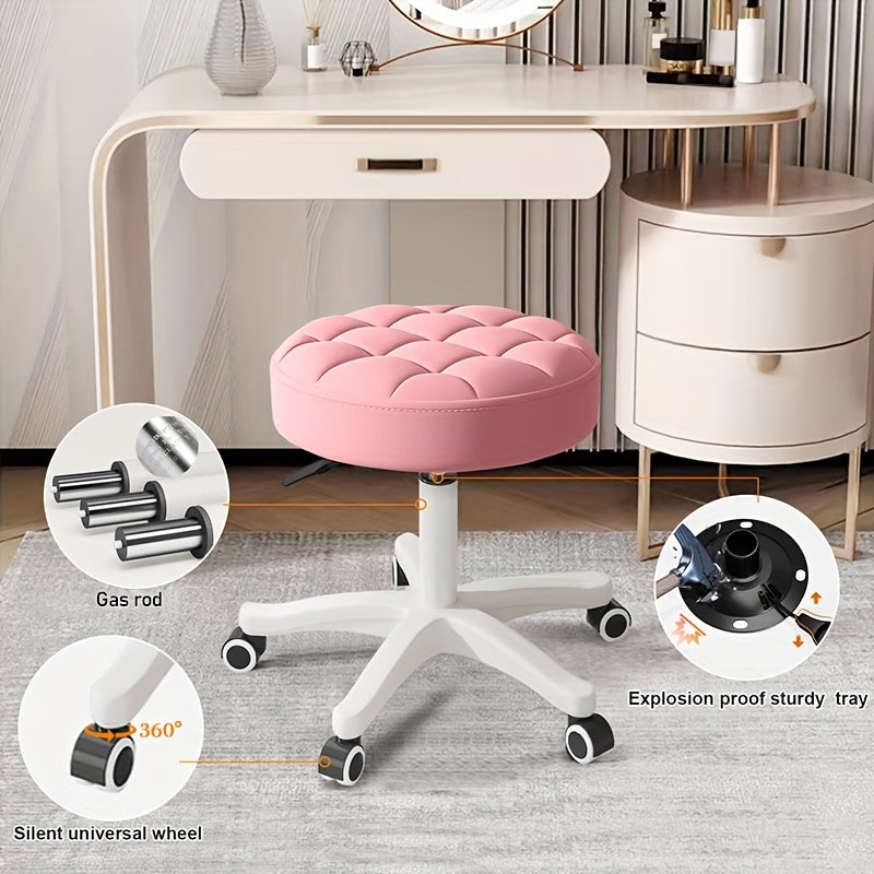 Desk Chair, Small Adjustable Swivel Computer Task Chair With Plastic Backrest, Armless Cute Rolling Office Chairs Study Chair