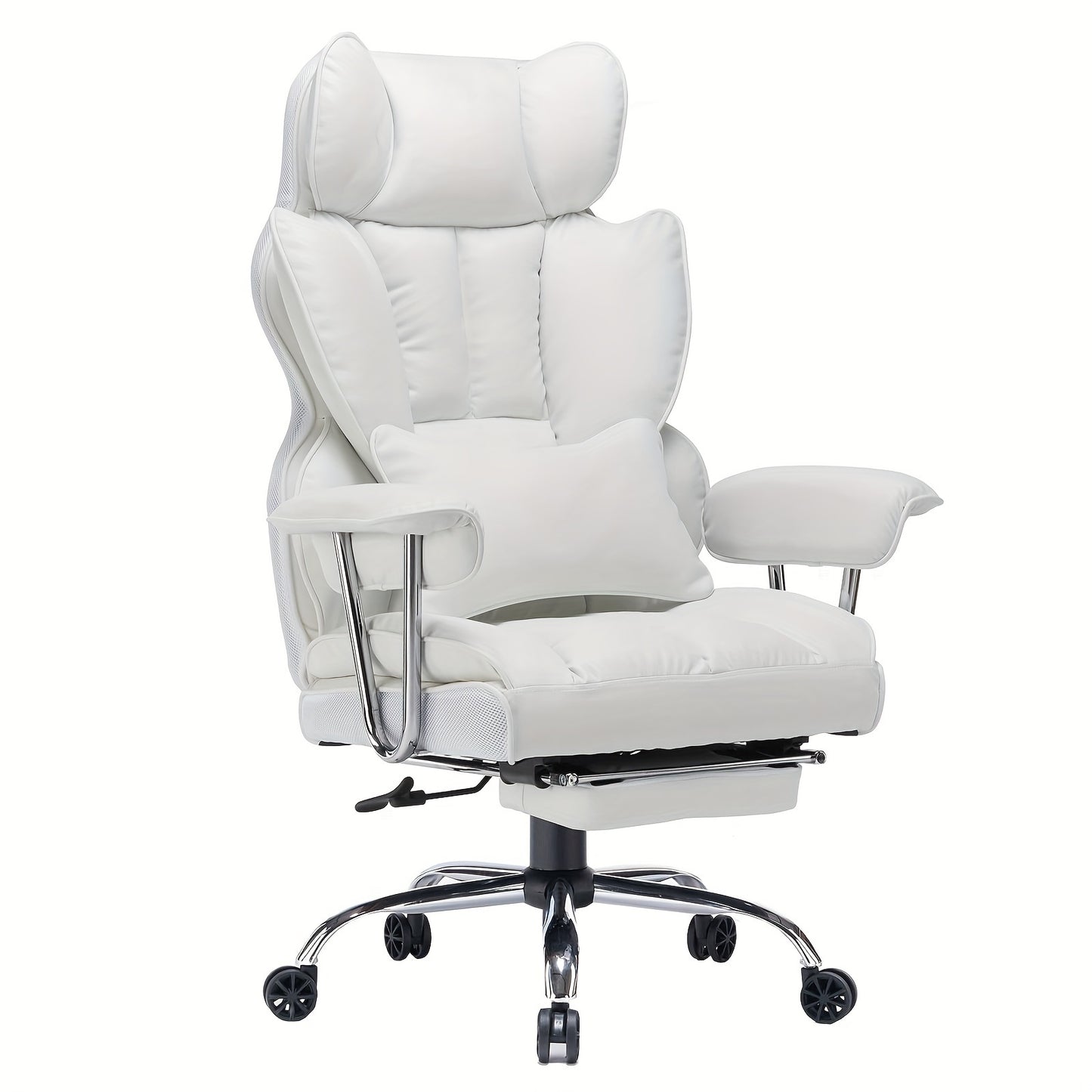 Efomao Office Chair 400LBS, Big and Tall Office Chair, Faux Leather Computer Chair, Executive Office Chair with Leg Rest and Lumbar Support, Pink Office Chair