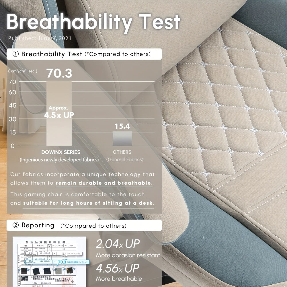 Breathable Fabric Gaming Chair With Gel And Pocket Spring Cushion - Ergonomic Computer Office Chair With Adjustable Footrest And Storage Bag For All-Day Comfort Gaming\u002FHome Office, Modern Gray Design