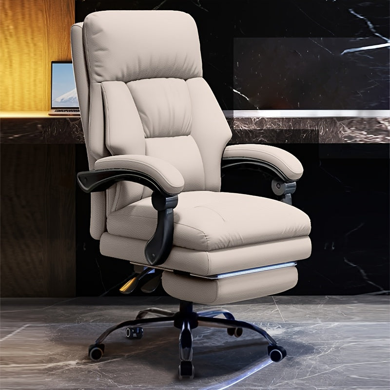 Comfortable Office Chair Ergonomic High Back Soft Polyurethane Leather Desk Chair Adult Waist Support Seat Large And High Executive Chair With Pedals