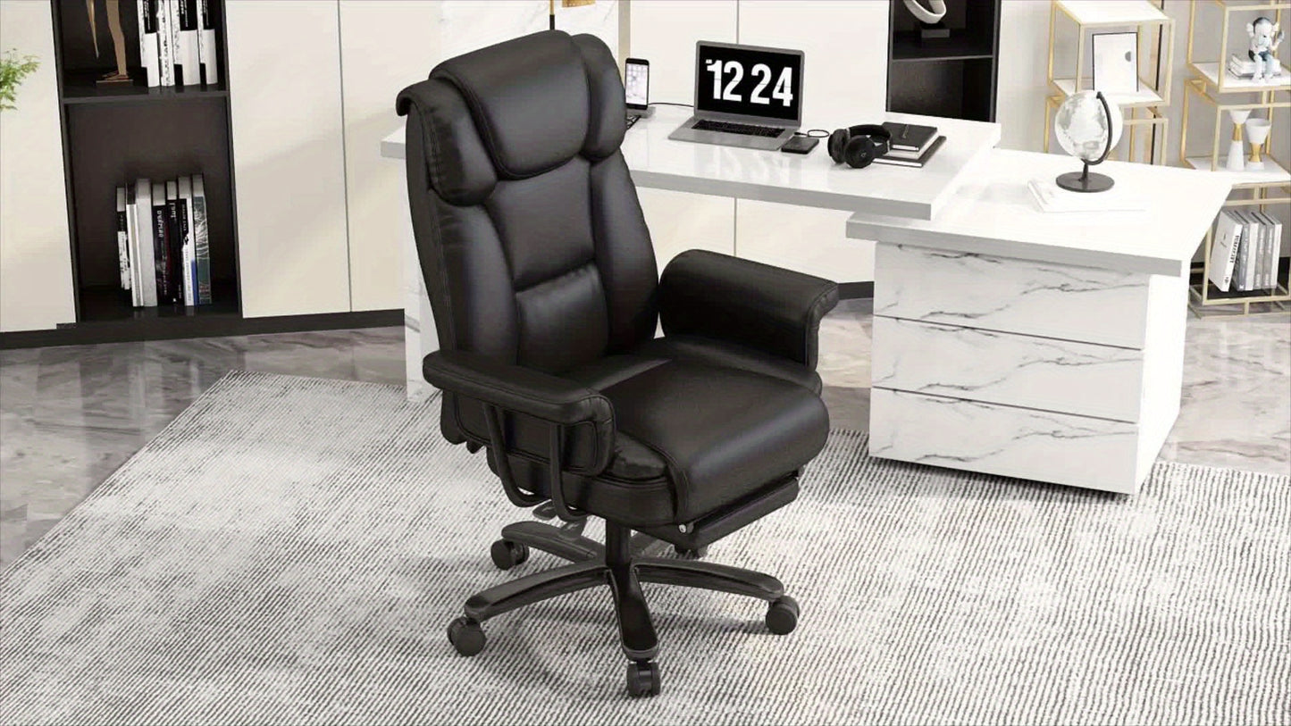 Big and Tall Office Chair 400LBS with Wide Seat and Arms, 160° Reclining Office Chair with Footrest, Comfortable Executive Office Desk Chair High Back, Computer Chair Home Office