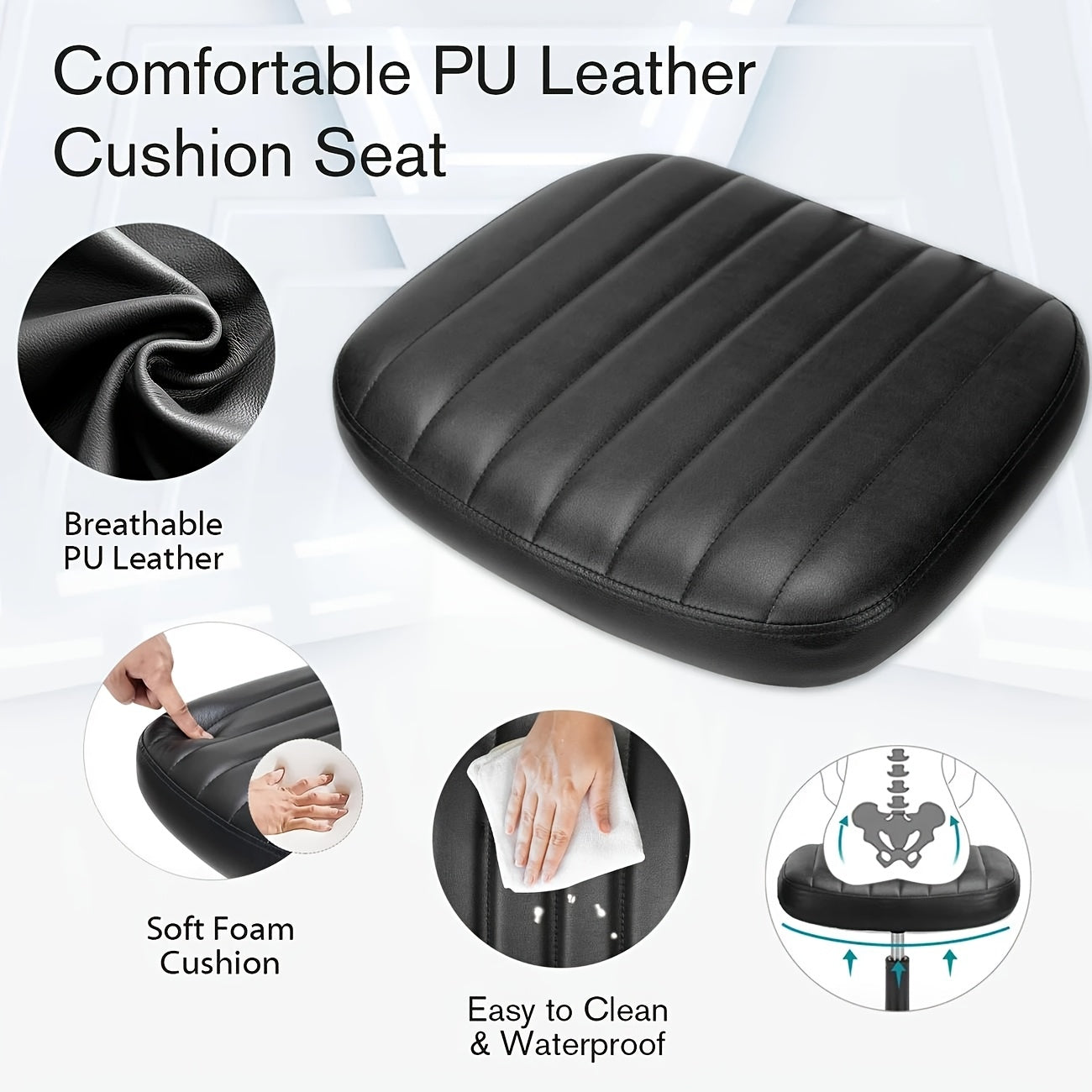 Portable Office Chair, Leather Texture, 5-wheel Swivel Base, Space-saving Design, Suitable For Use In Office, Living Room, School, Bedroom, Easy To Slide And Move