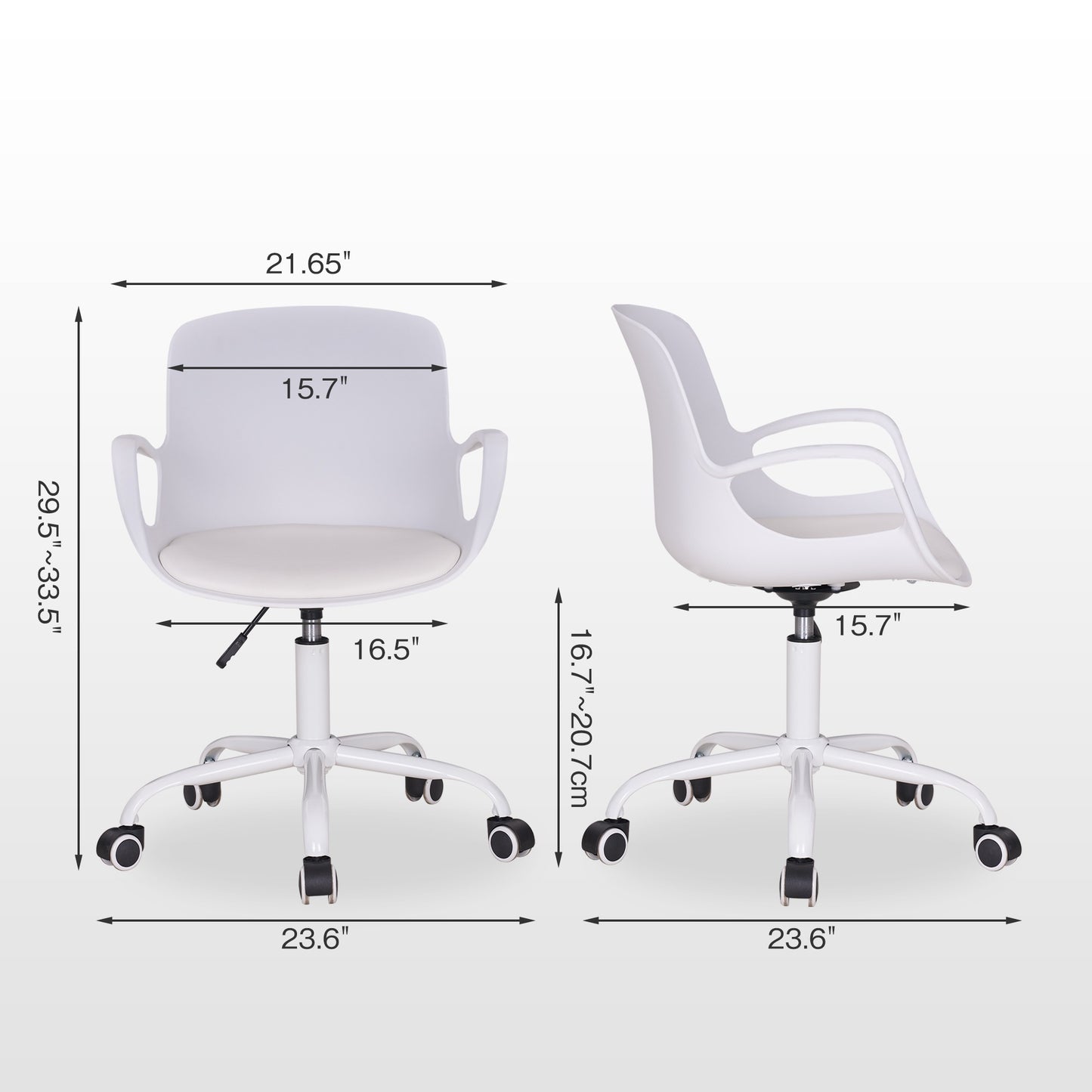 VECELO Height Adjustable Office Chair with Armrests and 360° Swivel Wheels, Mid-Back Chair for Home Office Room