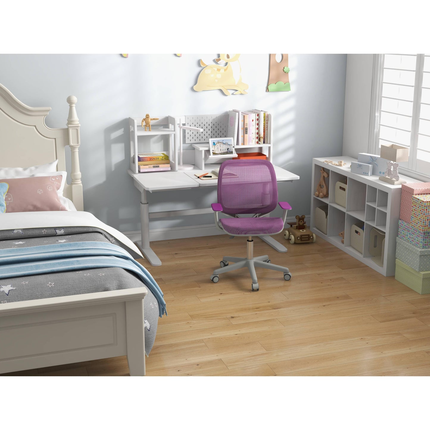LIFEZEAL Desk Chair Swivel Mesh Computer Chair W\u002F Adjustable Height Purple
