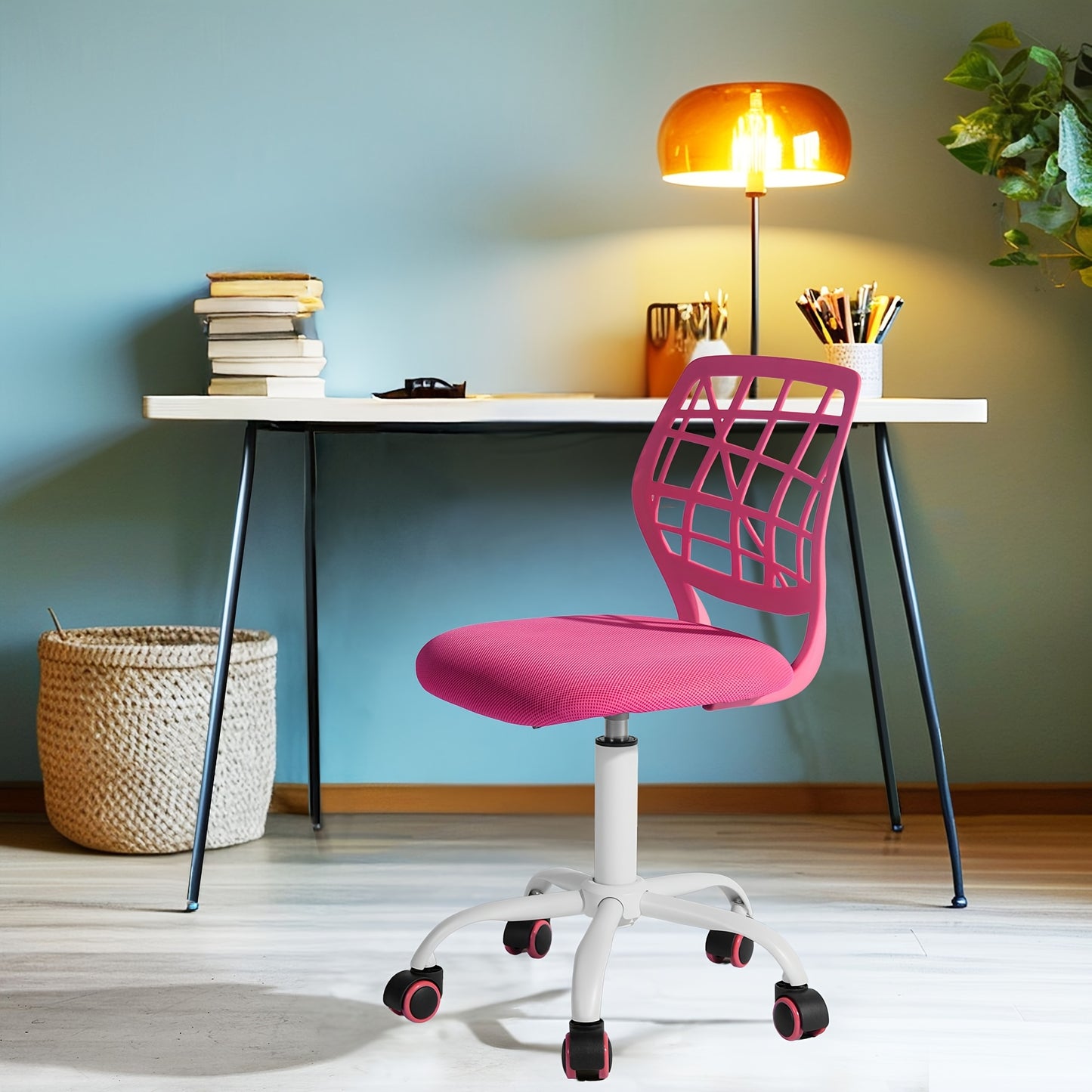 Ergonomic Pink Study Chair with Mesh Backrest & Padded Seat - Adjustable Height, Swivel Base for Desk and Home Office, Vibrant Design for Bedrooms and Study Areas, Desk Chair, FURNITURER