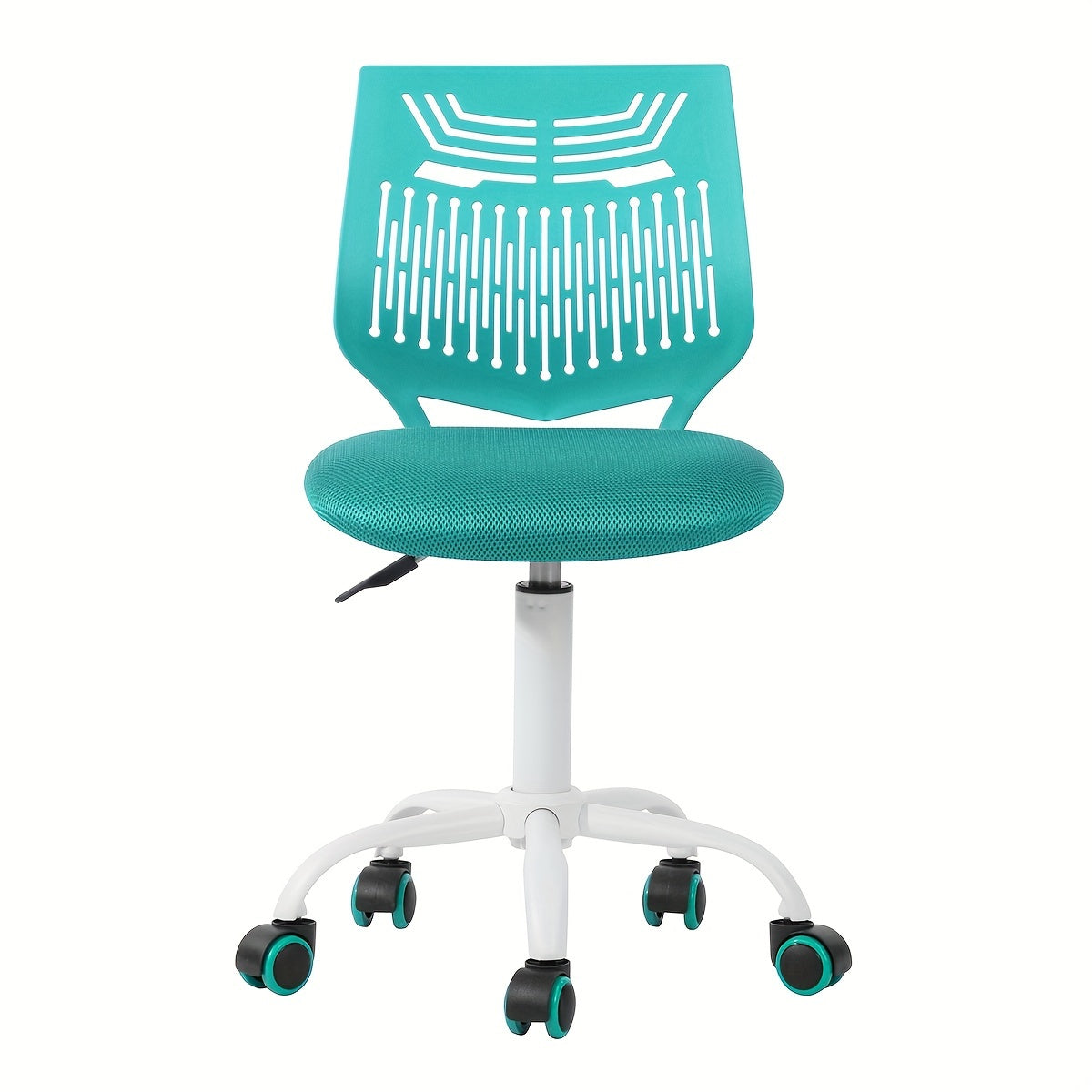 1pc Ergonomic Task Chair, Armless Desk Chair with Mesh Padded Cushion, Swivel Study Chair with Rolling Wheels, Open Back, Fabric Material, Non-Electric, Wipe Clean Care, for Hard Floor - Purple\u002FRose\u002FGreen, Office Chair Cushion
