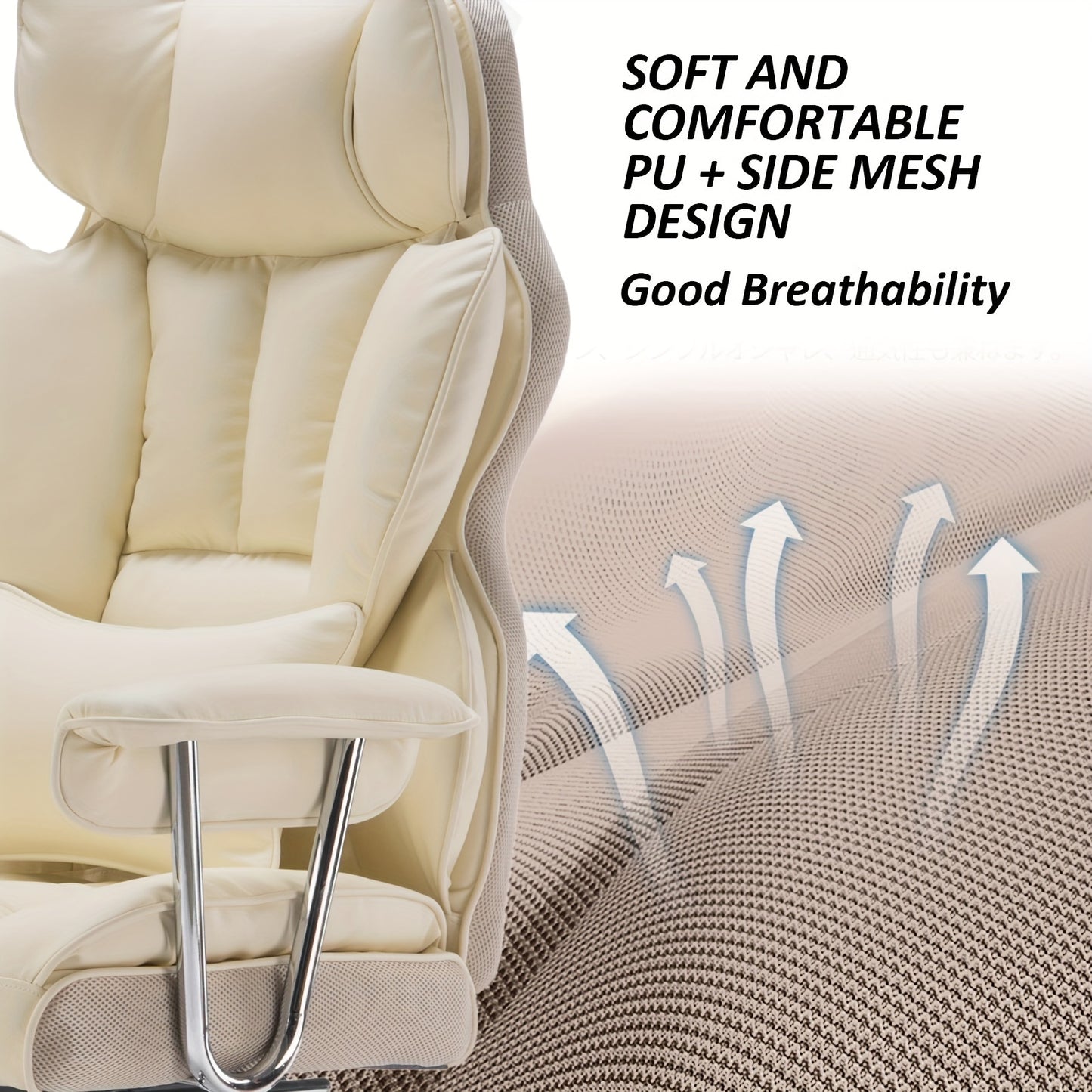 Efomao Office Chair 400LBS, Big and Tall Office Chair, PU Leather Computer Chair, Executive Office Chair with Leg Rest and Lumbar Support, Dark Beige Office Chair