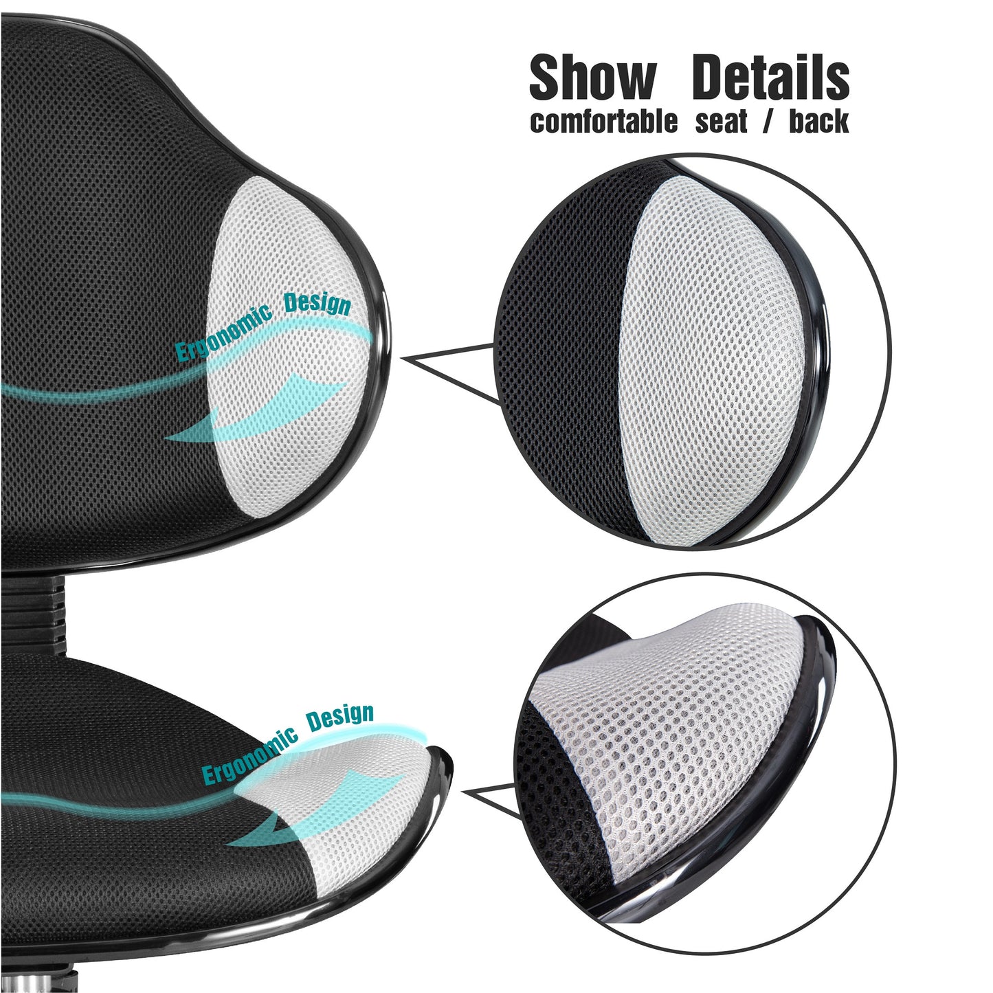 JJS Home Office Low Back Computer Executive Chair, Ergonomic Mesh Chair with Extra Large Base and Pads,