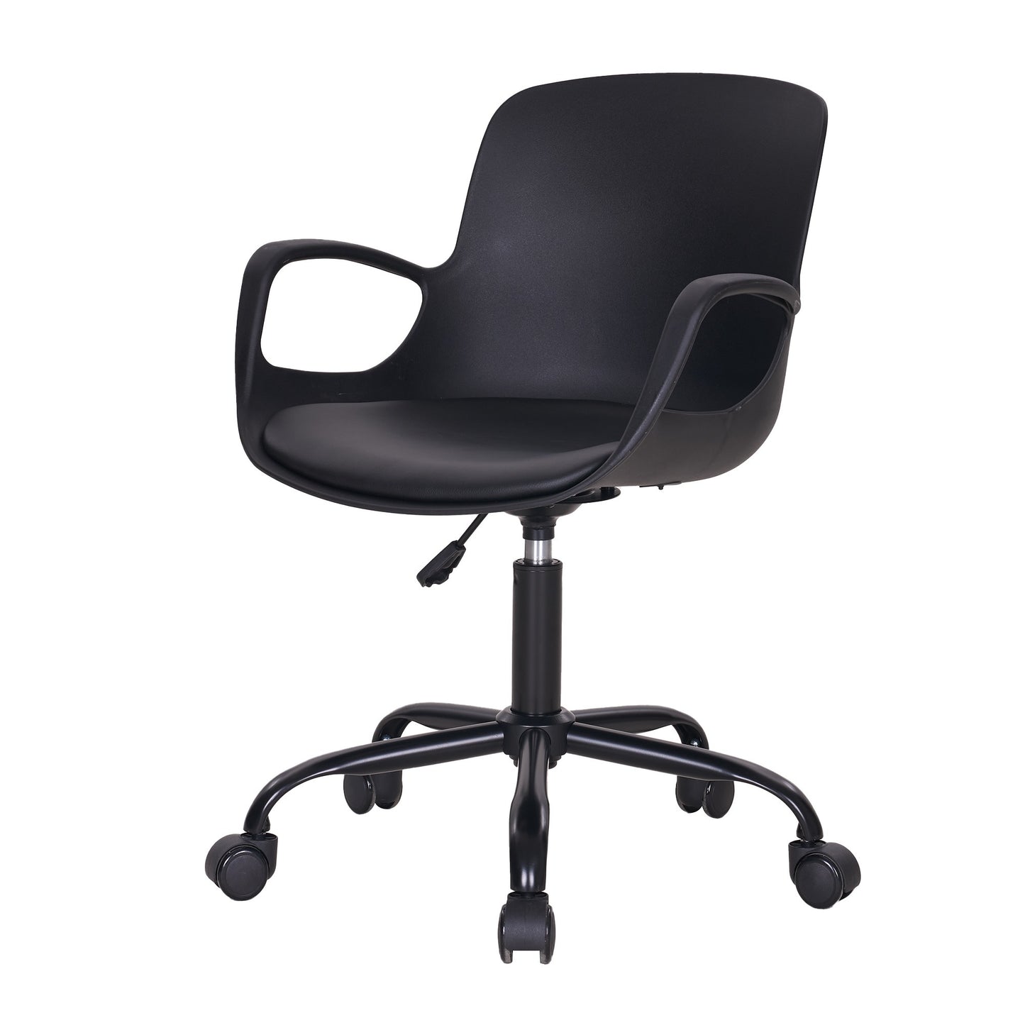 VECELO Height Adjustable Office Chair with Armrests and 360° Swivel Wheels, Mid-Back Chair for Home Office Room