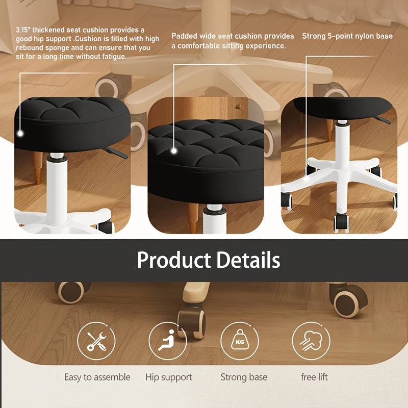 Super Soft Seat Cushion,360° Swive,Height Adjustability,New Upgraded Stool Salon Stool Chair