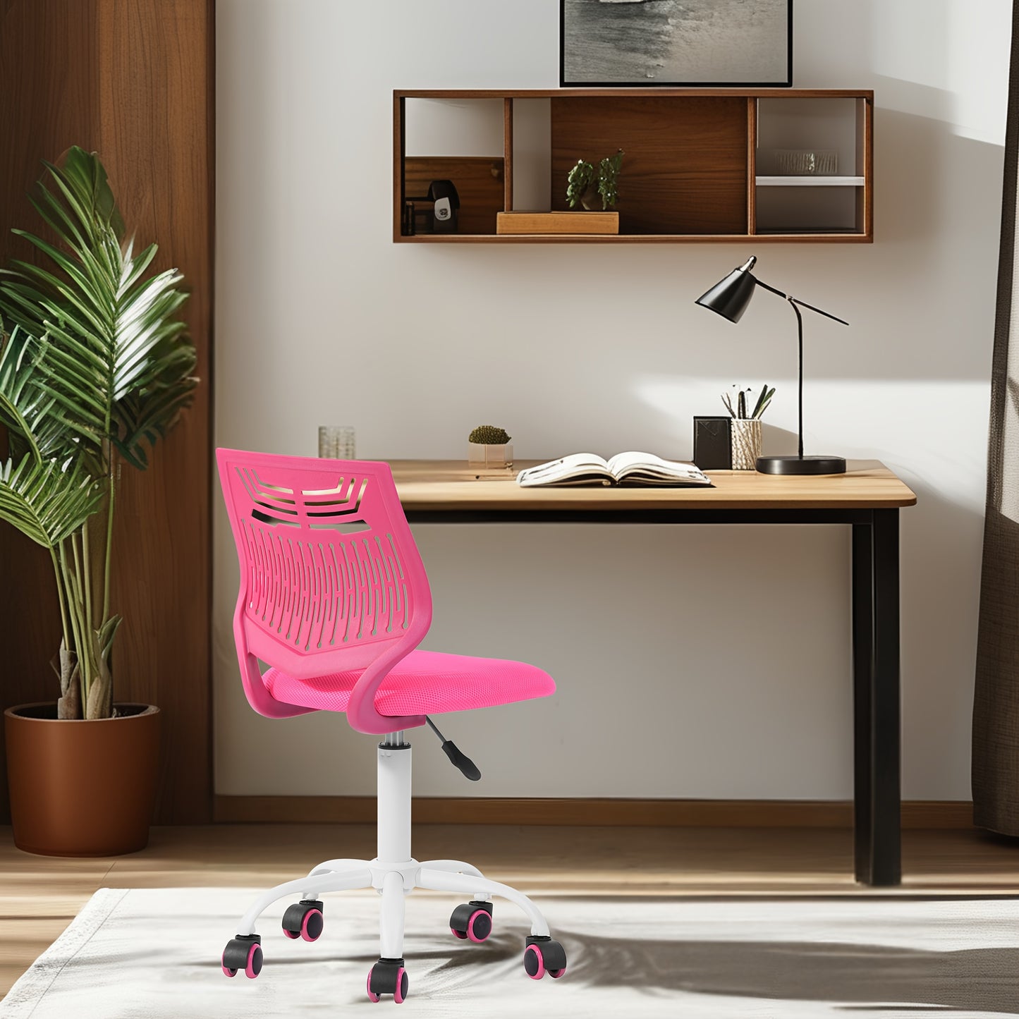 Ergonomic Modern Office Chair with Swivel Seat - Adjustable Height, Lumbar Support, Durable Metal Frame - Ideal for Home Office in Bright Pink\u002FPurple\u002FGreen