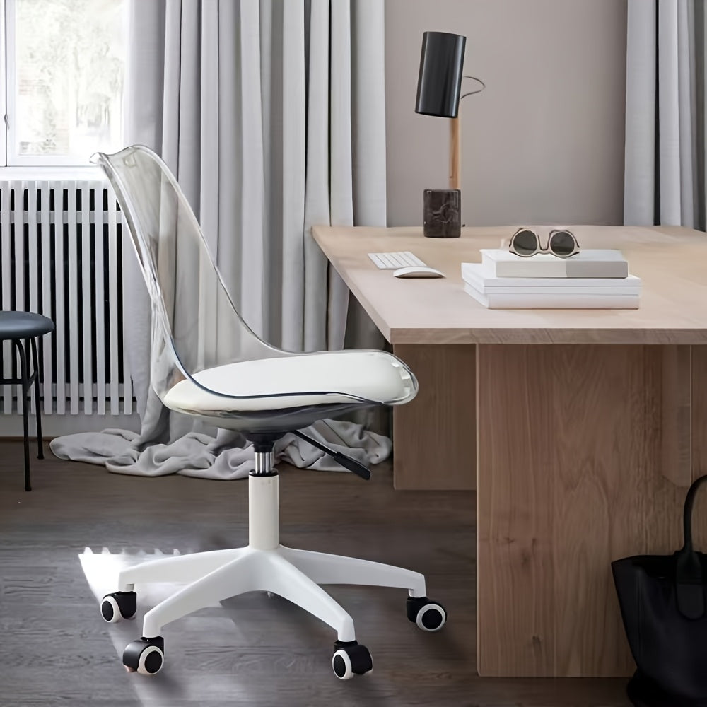 Third-generation office\u002Fgaming chair, Height Adjustable, adjustable 360 ° swivel chair, engineering plastic armless swivel computer chair, suitable for living room, bedroom and office, Transparent, for teenagers, furniture for home, small chairs.